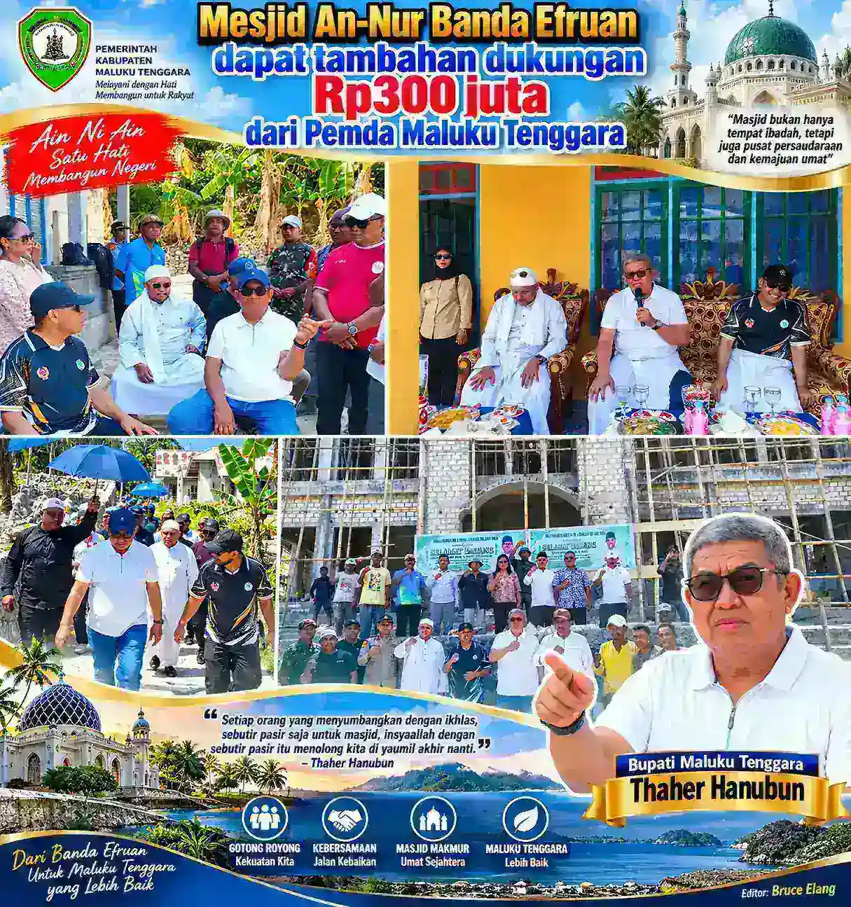 Masjid An-Nur Banda Efruan Dapat Tambahan Dukungan Rp300 Juta dari Pemkab Maluku Tenggara