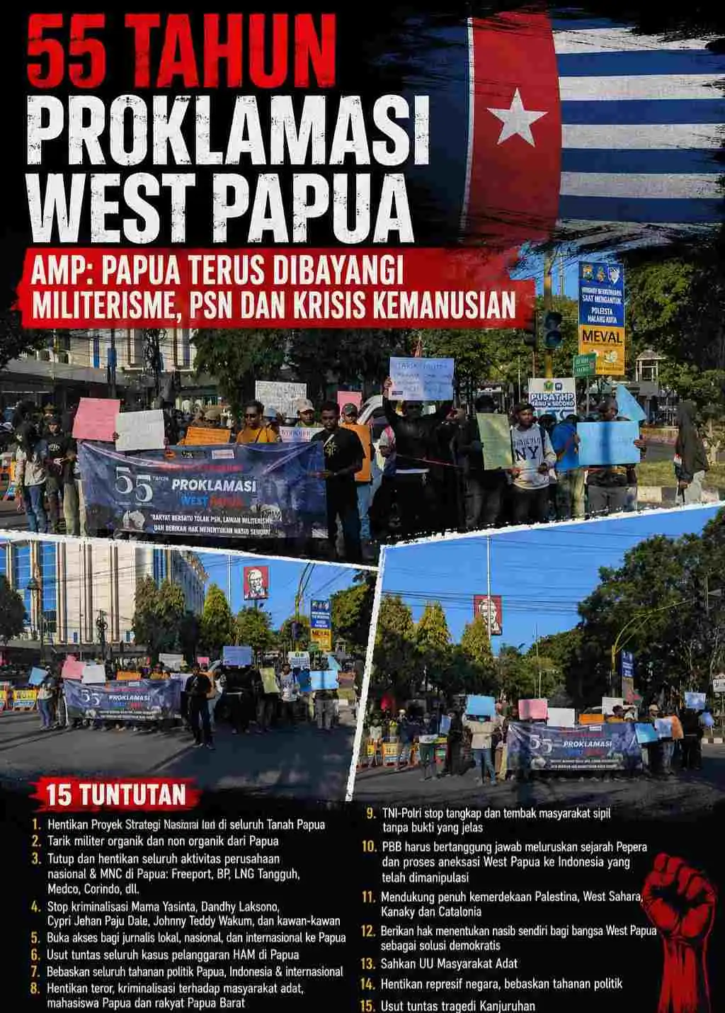 55 Tahun Proklamasi West Papua, AMP: Papua Terus Dibayangi Militerisme, PSN dan Krisis Kemanusiaan