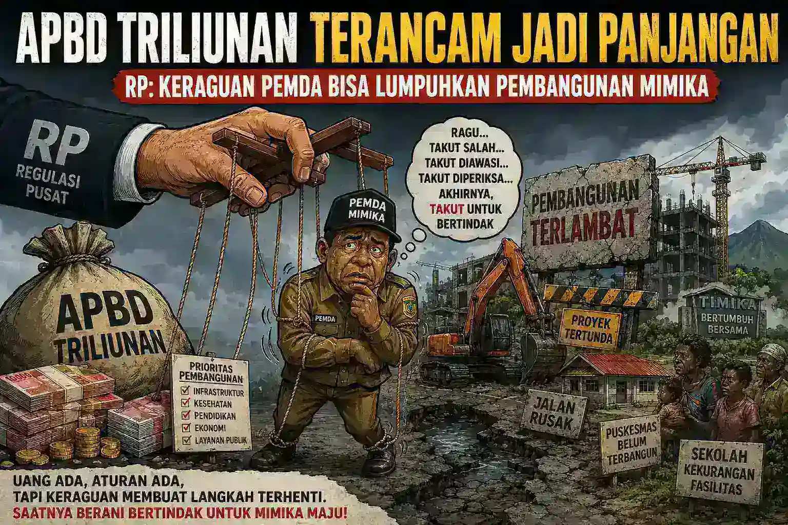 APBD TRILIUNAN TERANCAM JADI PANJANGAN, RP: KERAGUAN PEMDA BISA LUMPUHKAN PEMBANGUNAN MIMIKA