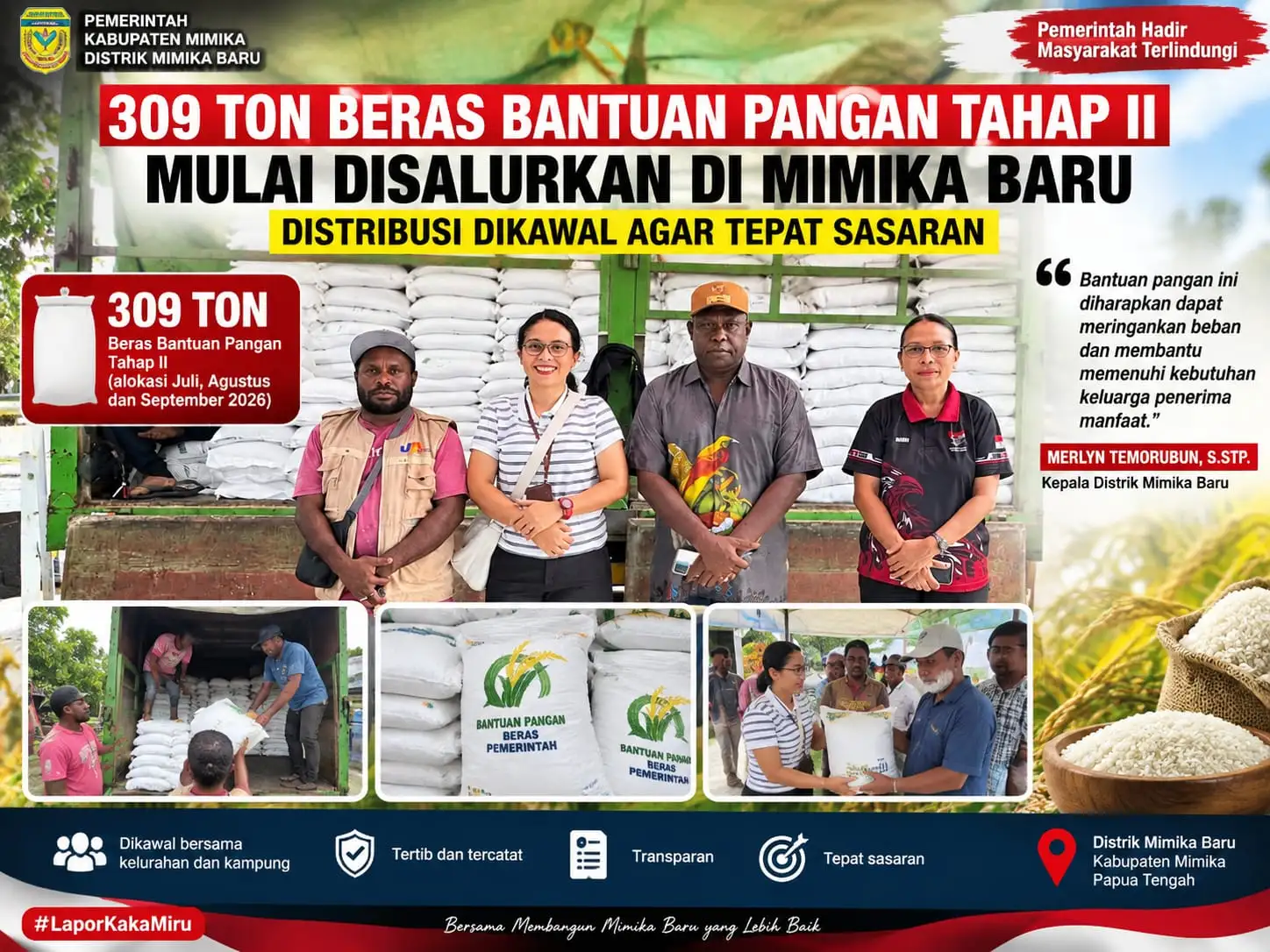 309 Ton Beras Bantuan Pangan Tahap II Masuk Mimika Baru, Pemerintah Diminta Pastikan Tak Ada Penyimpangan