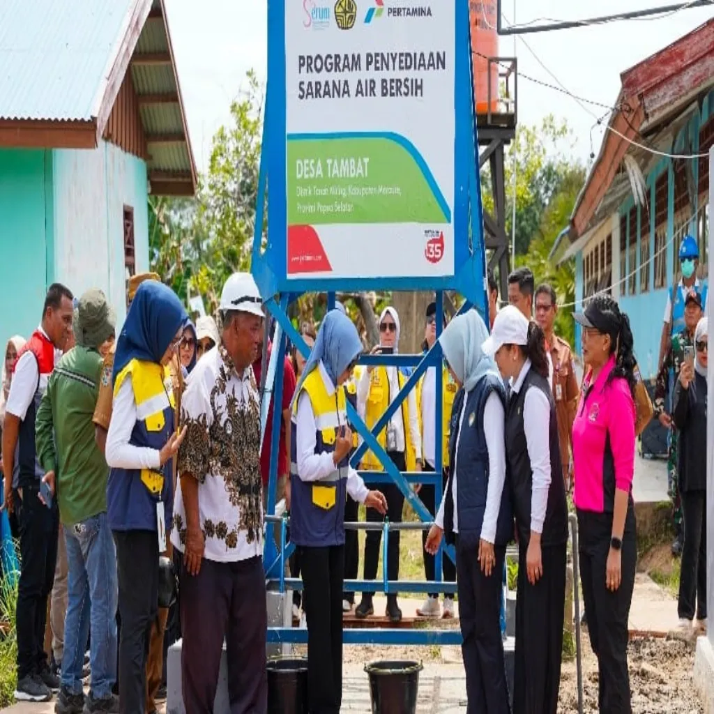 Pertamina Kolaborasi dengan Kementerian ESDM dan SERUNI KMP Buka Akses Air Bersih bagi Masyarakat Kampung Tambat Merauke