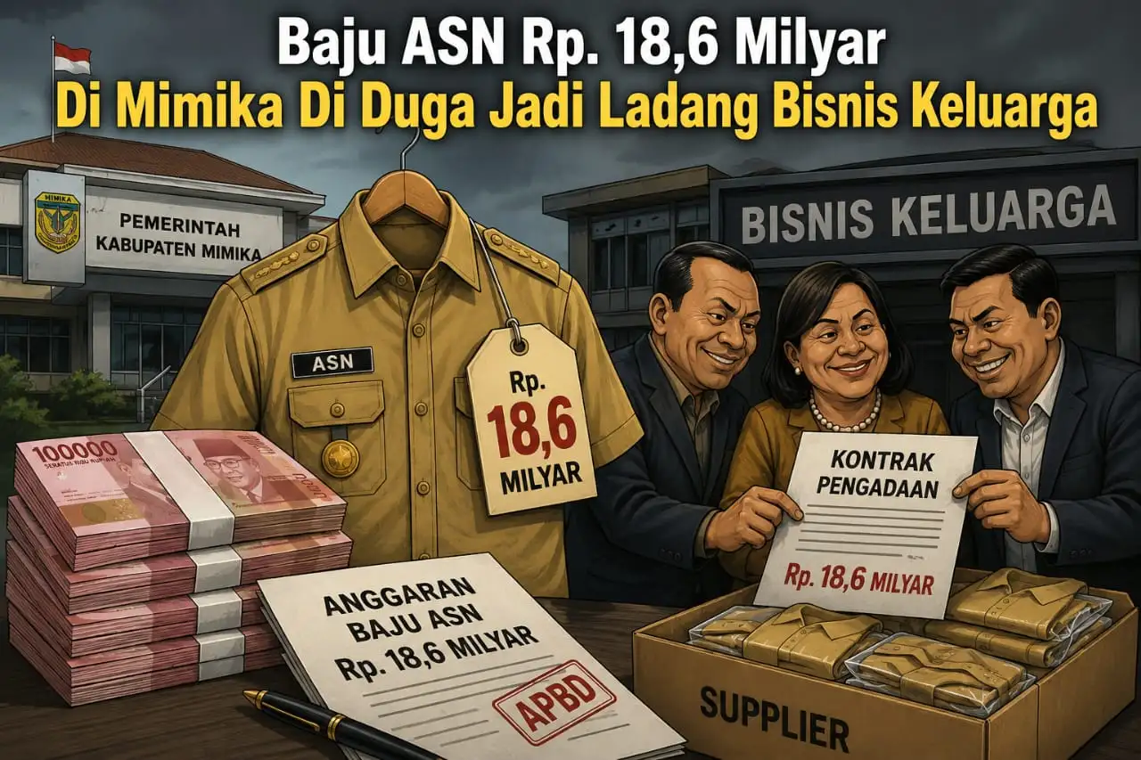BAJU ASN Rp18,6 MILIAR DI MIMIKA DIDUGA JADI LADANG BISNIS KELUARGA PENGUASA