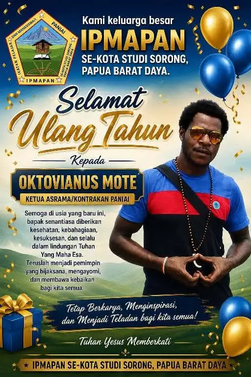 IPMAPAN Sorong Ucapkan Selamat Ulang Tahun Kepada Ketua Asrama Paniai Oktovianus Mote