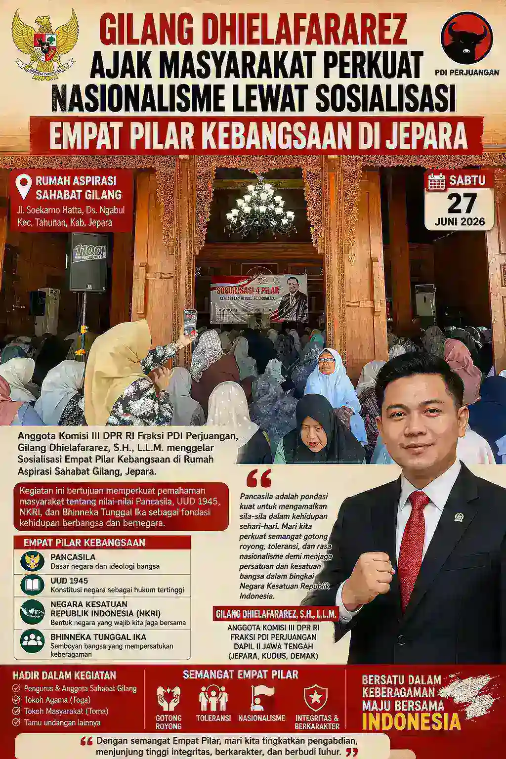 Gilang Dhielafararez Ajak Masyarakat Perkuat Nasionalisme Lewat Sosialisasi Empat Pilar Kebangsaan di Jepara