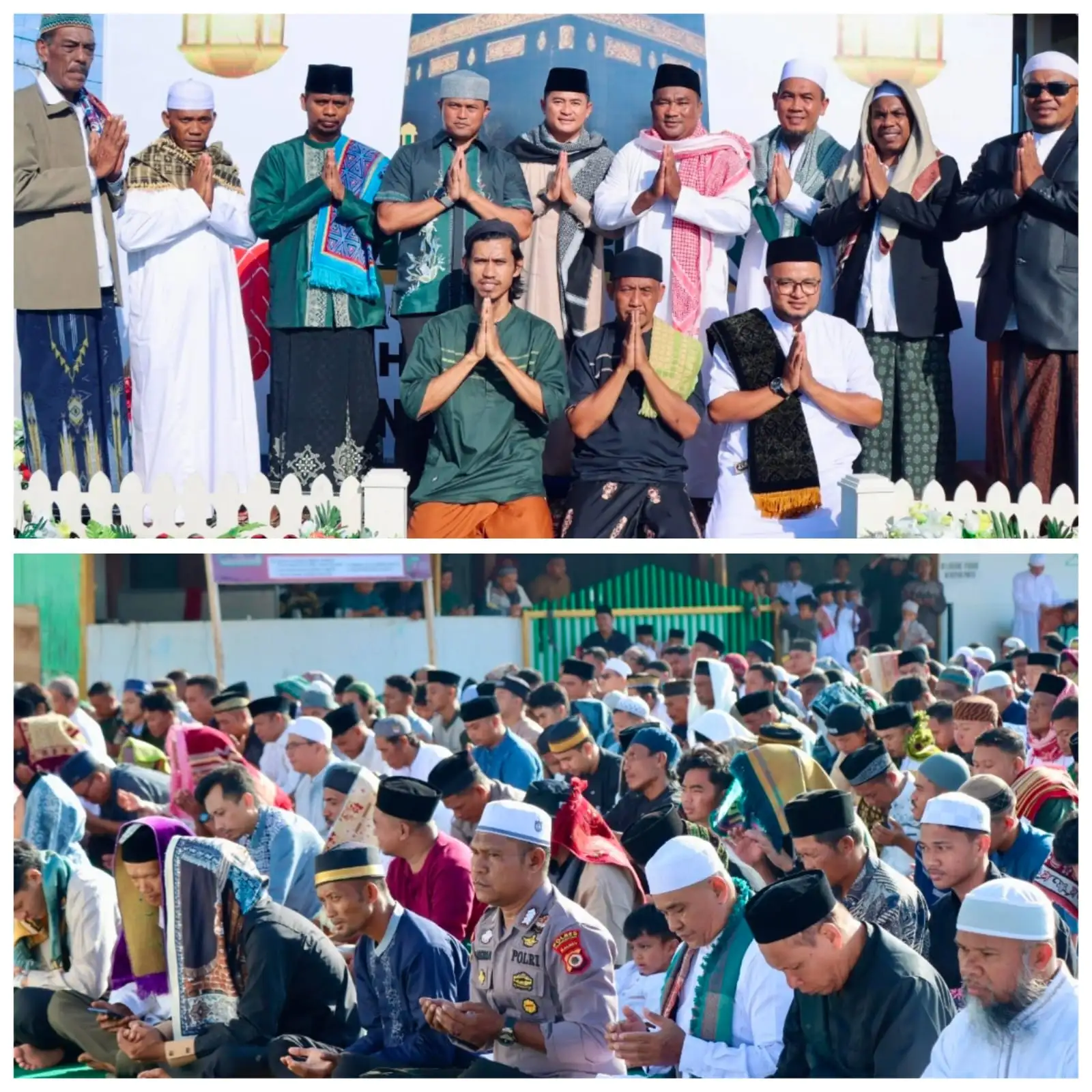 SINERGITAS TNI-POLRI DAN SATPOL PP AMANKAN SHALAT IDUL FITRI 1447 H DI MASJID NURUL IMAN KALWEDO TIAKUR