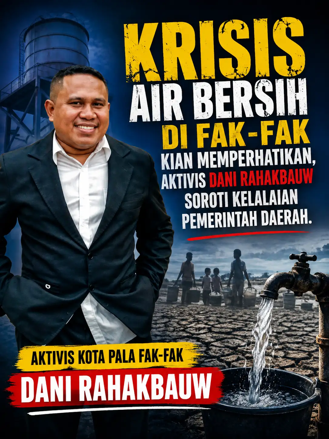 Krisis Air Bersih di Fakfak Kian Memprihatinkan, Aktivis Dani Rahakbauw Soroti Kelalaian Pemerintah Daerah