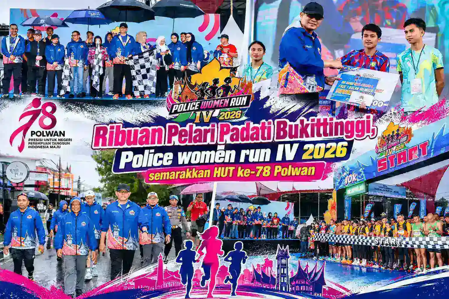 Ribuan Pelari Padati Bukittinggi, Police Women Run IV 2026 Semarakkan HUT ke-78 Polwan