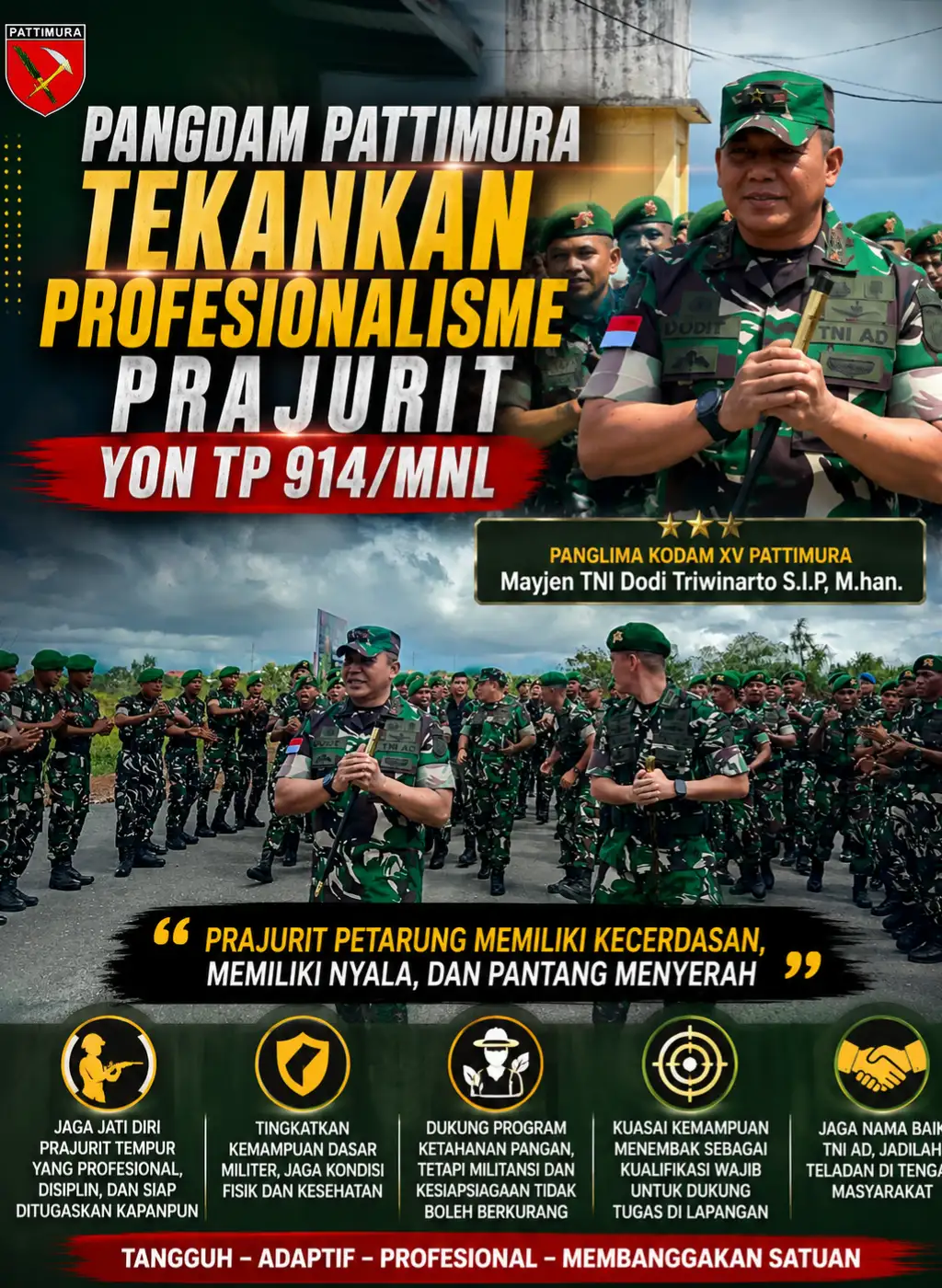 Pangdam Pattimura Tekankan Profesionalisme Prajurit Yon TP 914/MNL