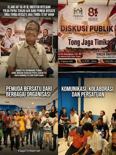 JELANG HUT KE-81 RI, DIREKTUR INTELKAM POLDA PAPUA TENGAH AJAK PEMUDA BERSATU JAGA TIMIKA TETAP AMAN