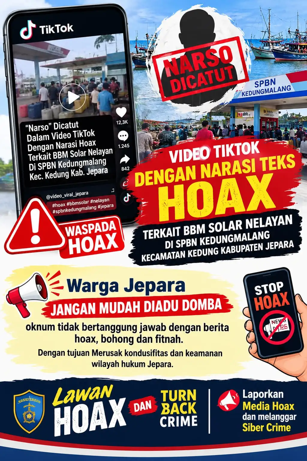 Nama Narso Dicatut dan Jadi Informasi Hoax di TikTok Terkait SPBN Kedungmalang Jepara