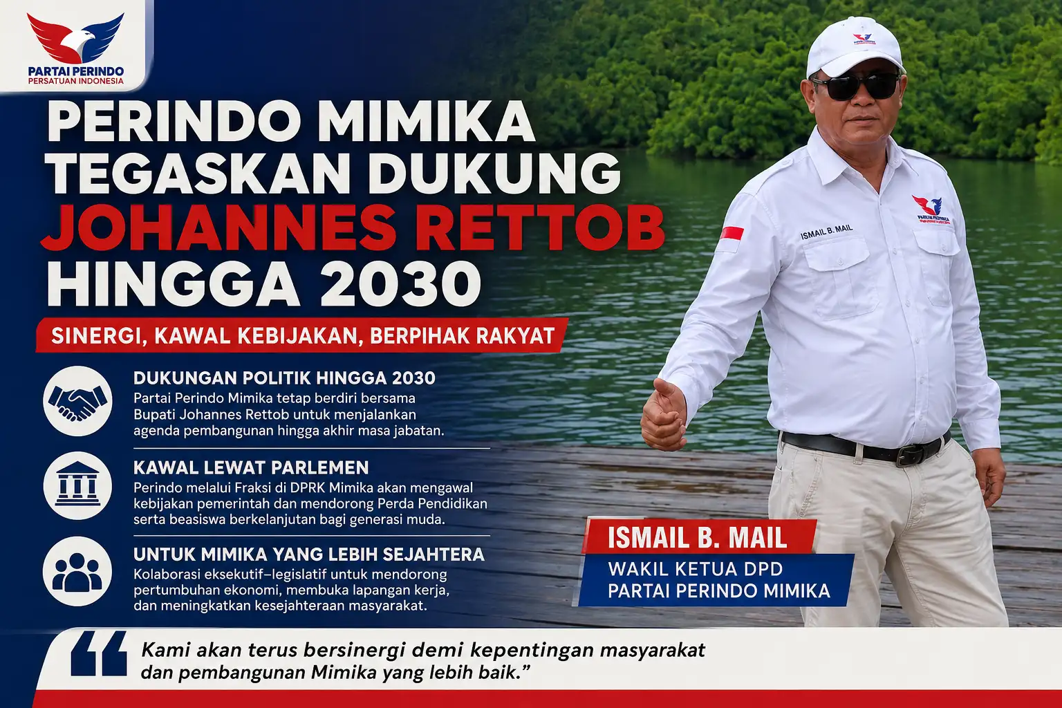 Perindo Mimika Tegaskan Dukung Johannes Rettob hingga 2030