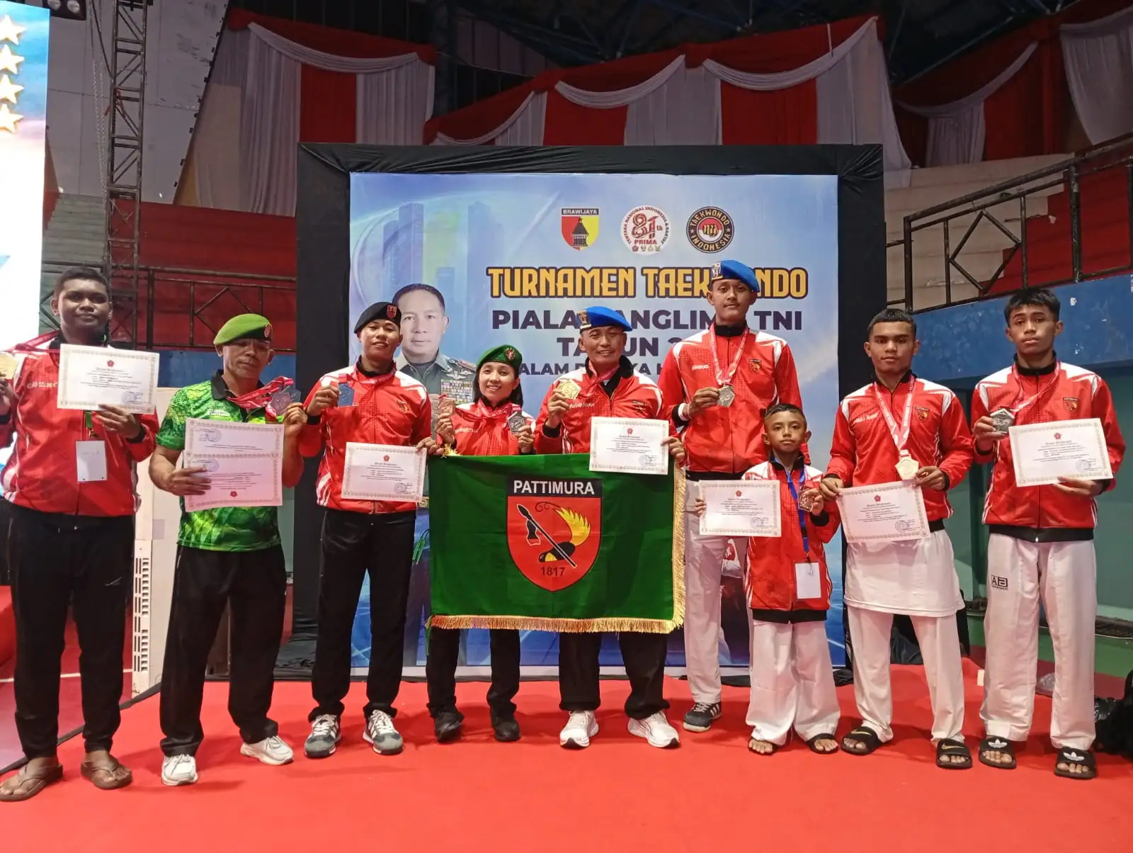 Taekwondo Kodam Pattimura Bersinar di Piala Panglima TNI, 11 Medali Diraih