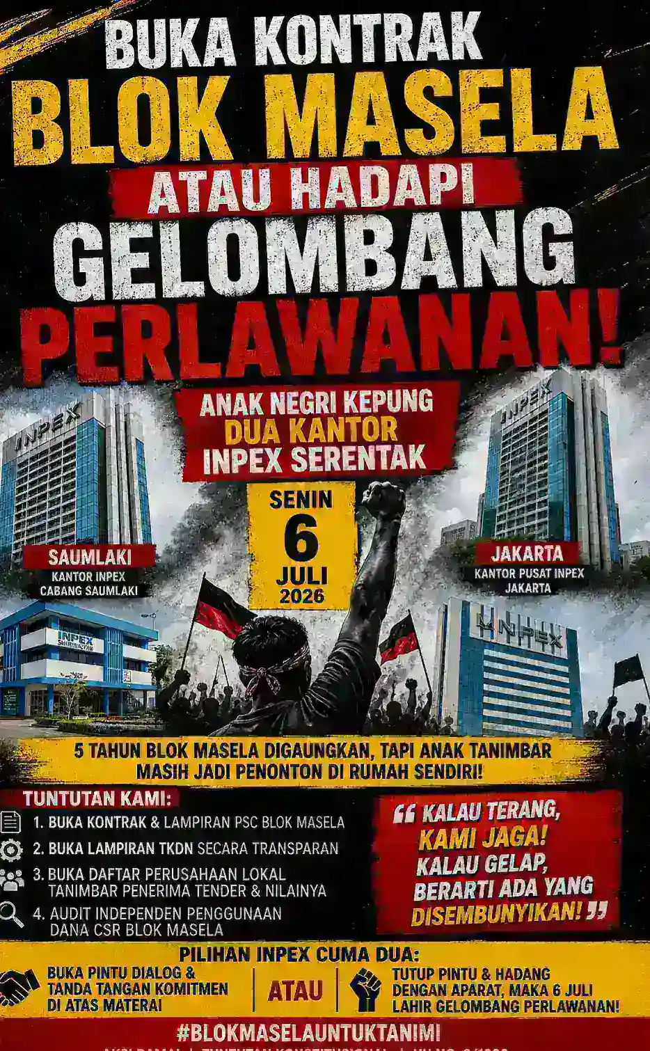 Buka Kontrak Blok Masela atau Hadapi Gelombang Perlawanan!