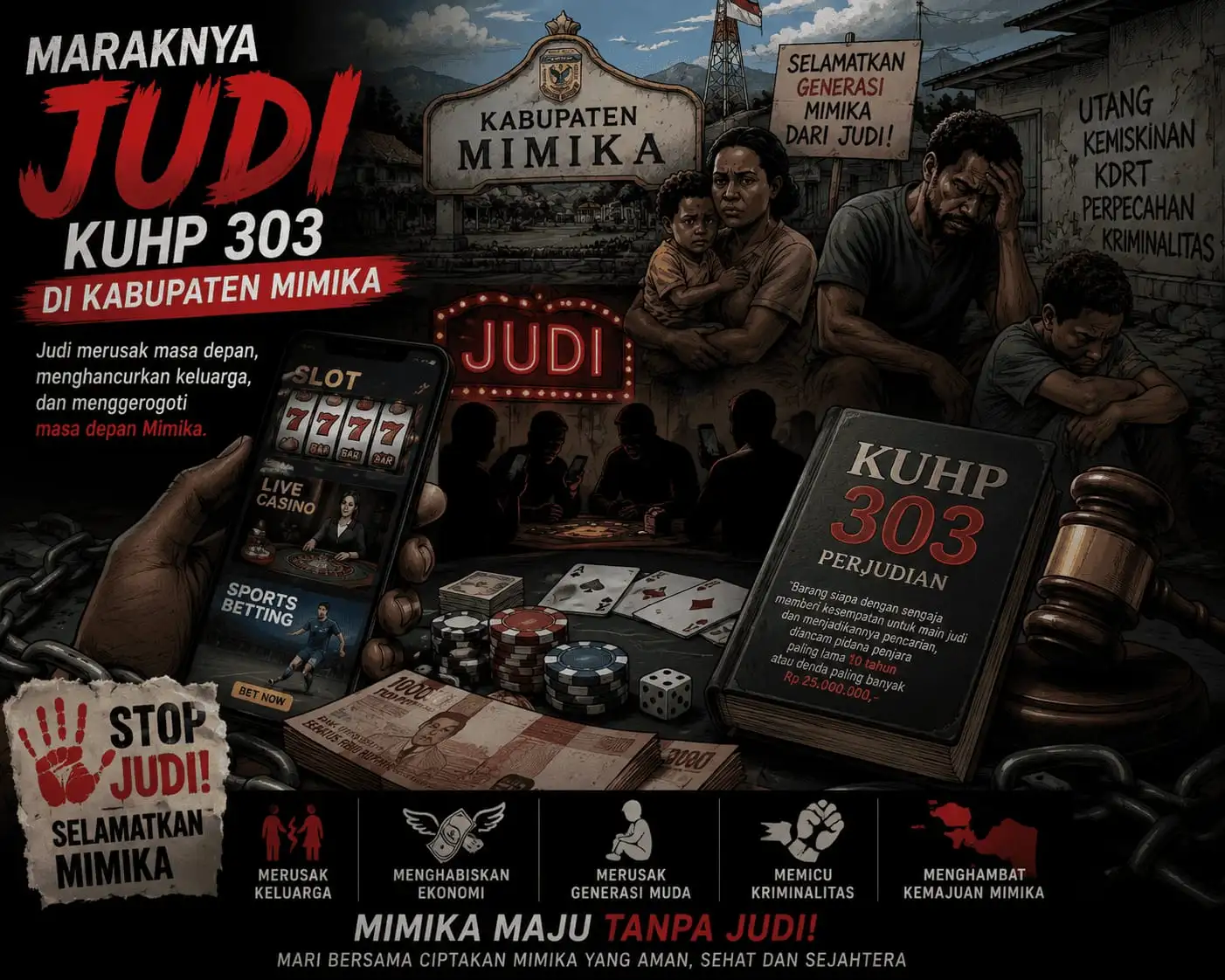 MIMIKA DARURAT JUDI? PASAL 303 KUHP SEAKAN MATI, PUBLIK CURIGA ADA “TANGAN BESI” YANG MELINDUNGI