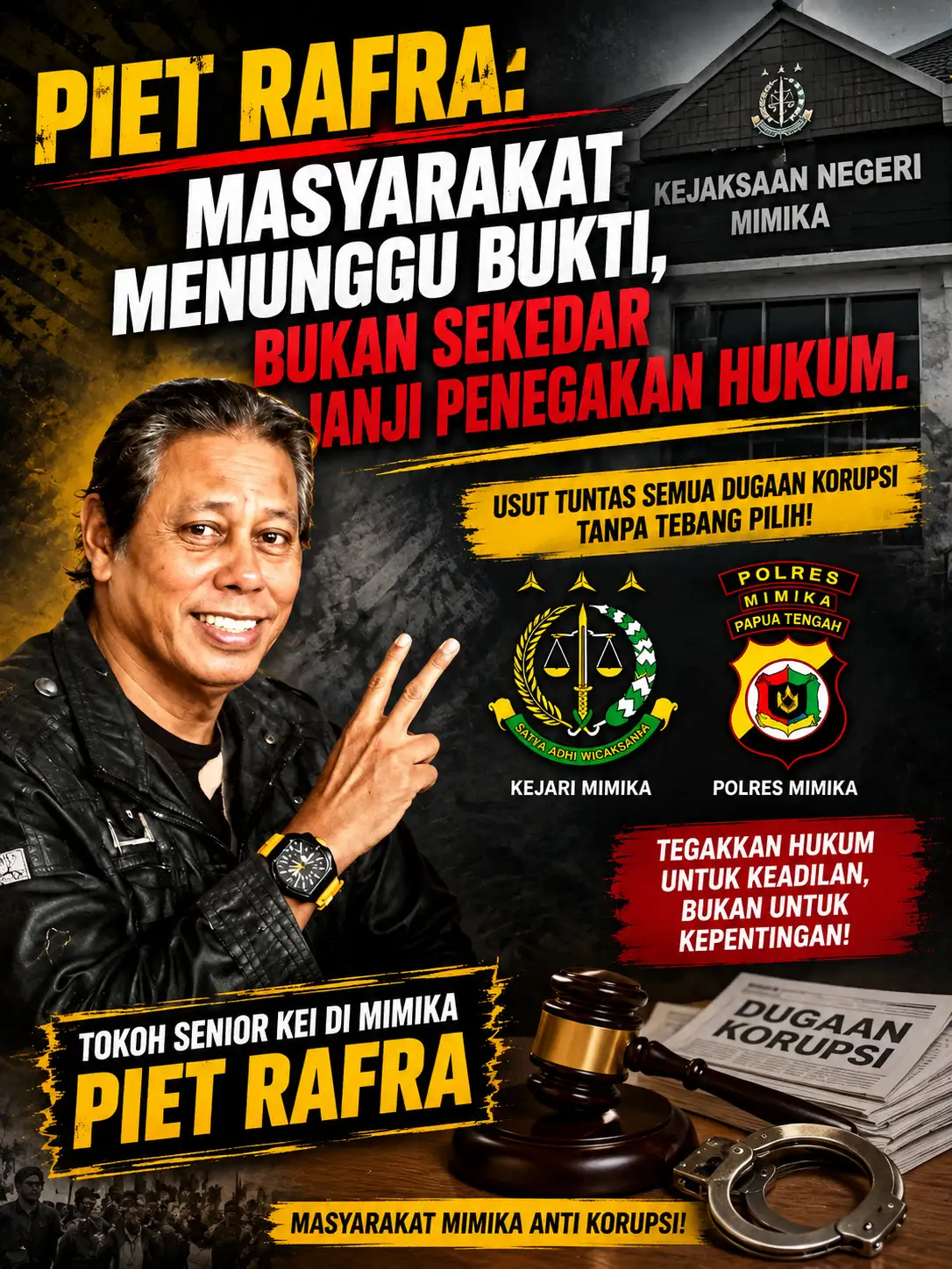 PIET RAFRA: Masyarakat Menunggu Bukti, Bukan Sekedar Janji Penegakan Hukum.