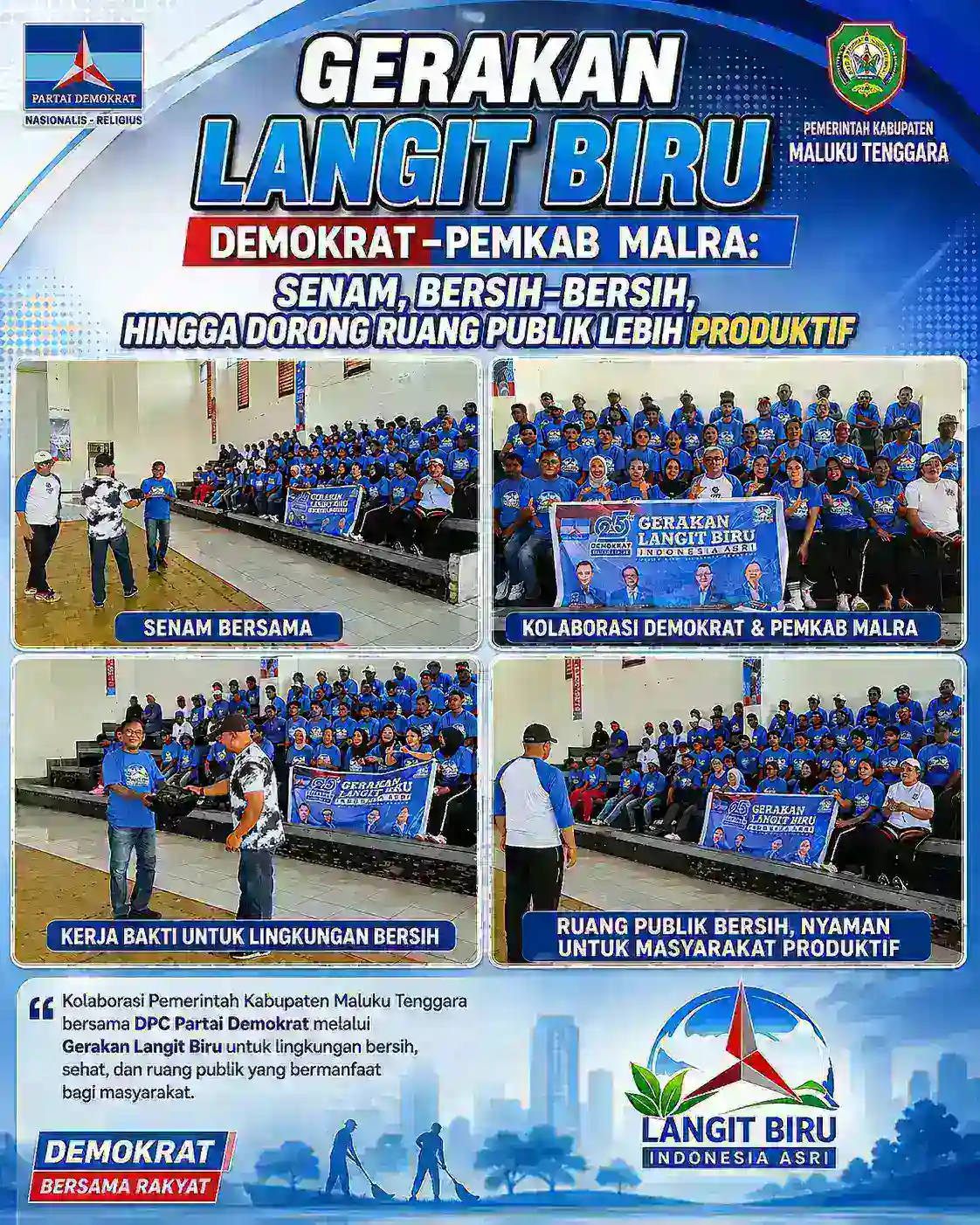 Gerakan Langit Biru Demokrat–Pemkab Malra: Senam, Bersih-Bersih, hingga Dorong Ruang Publik Lebih Produktif