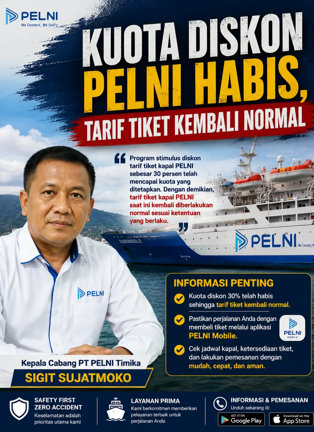 Kuota Diskon PELNI Habis, Tarif Tiket Kembali Normal