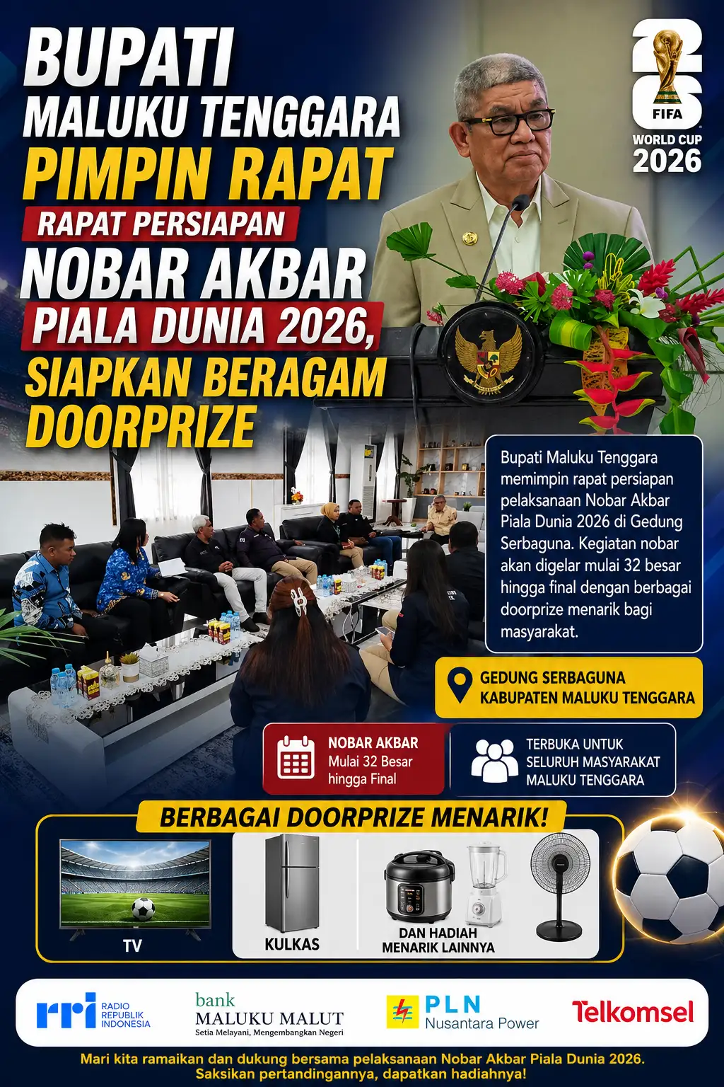 Bupati Maluku Tenggara Pimpin Rapat Persiapan Nobar Akbar Piala Dunia 2026, Siapkan Beragam Doorprize Menarik