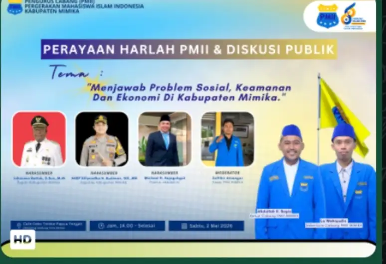 PC PMII Mimika Gelar Harlah ke-66 dan Diskusi Publik Bahas Isu Sosial, Keamanan, dan Ekonomi di Mimika