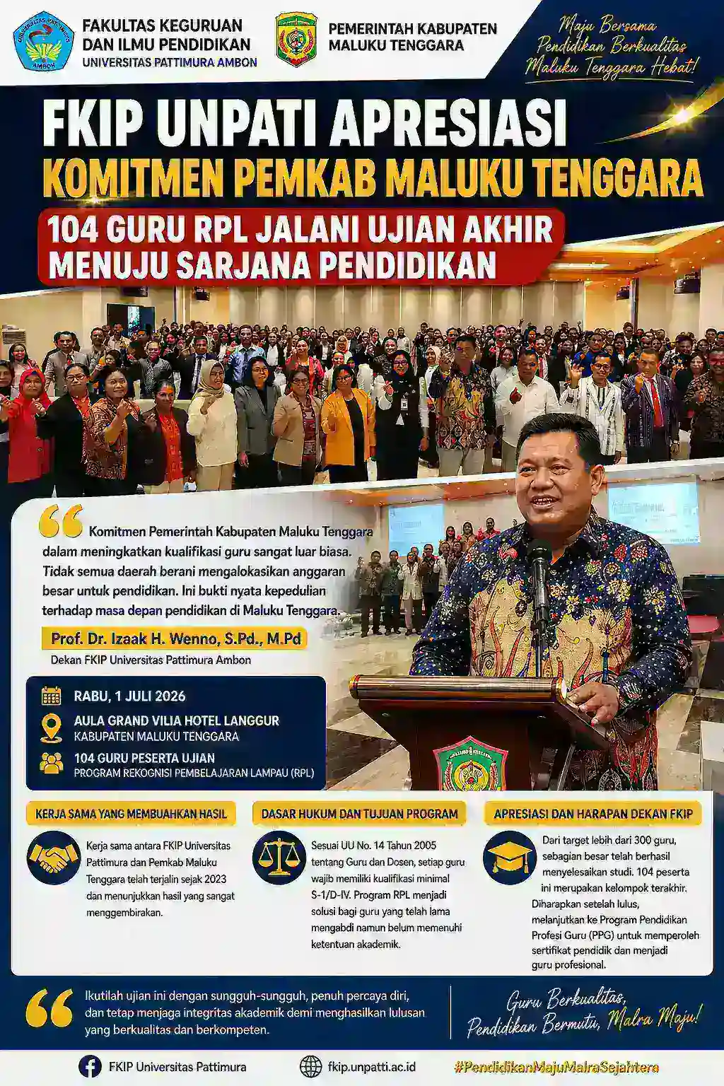 FKIP Unpatti Apresiasi Komitmen Pemkab Maluku Tenggara, 104 Guru RPL Jalani Ujian Akhir Menuju Sarjana Pendidikan