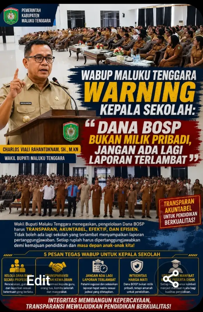 Wabup Maluku Tenggara Warning Kepala Sekolah: 