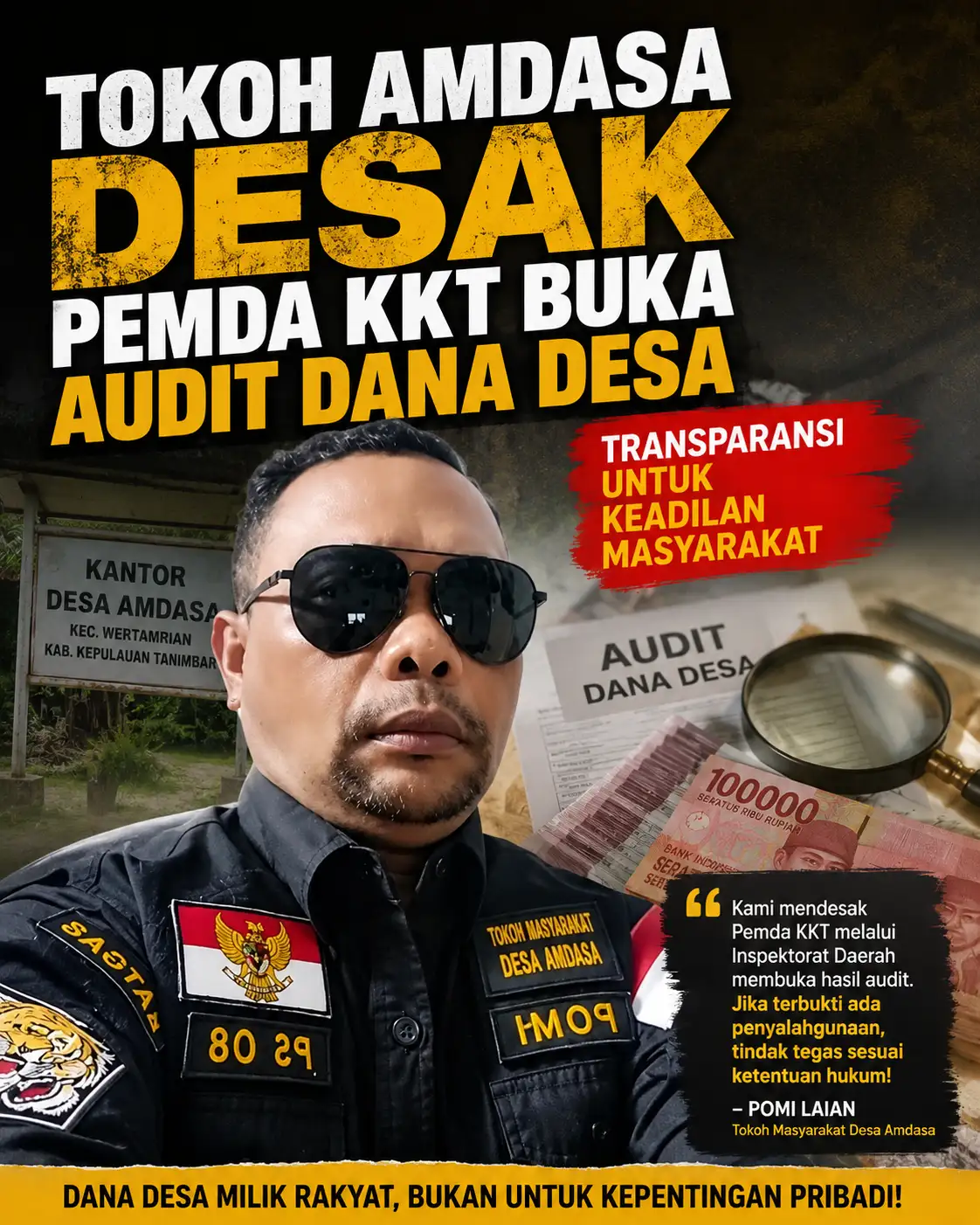 Tokoh Amdasa Desak Pemda KKT Buka Audit Dana Desa