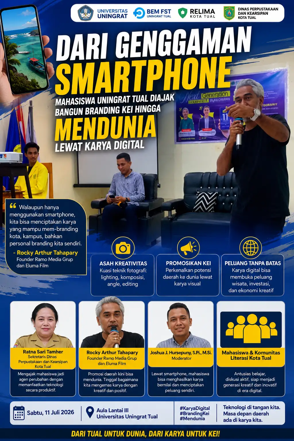 Dari Genggaman Smartphone, Mahasiswa Uningrat Tual Diajak Bangun Branding Kei hingga Mendunia Lewat Karya Digital