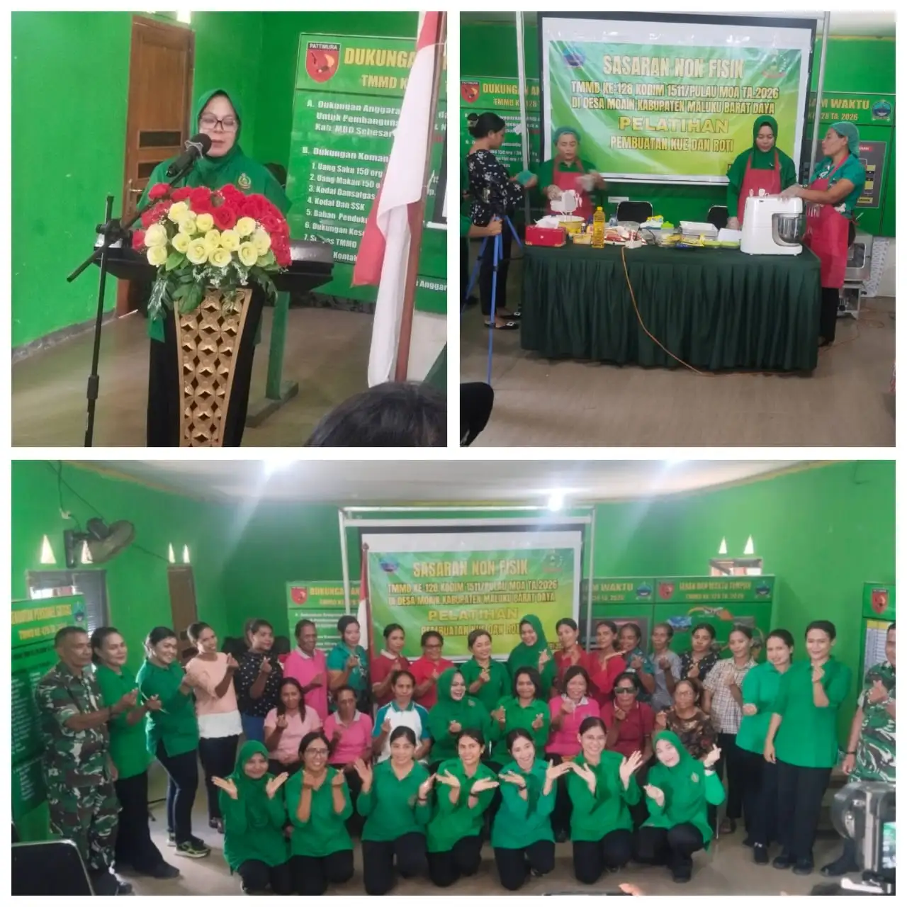 TMMD KE-128 KODIM 1511/PULAU MOA DORONG EKONOMI WARGA, IBU-IBU DESA MOAIN DAN DESA TOUNWAWAN DILATIH JADI WIRAUSAHA KULINER