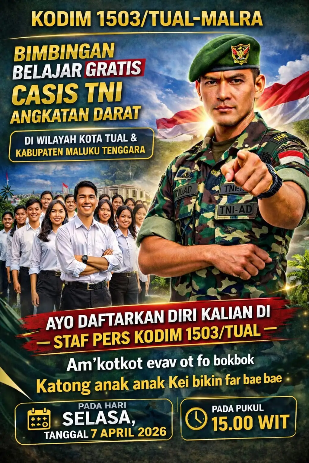 Kodim 1503/Tual Buka Bimbel Gratis Calon Prajurit TNI AD, Sasar Pemuda Kei
