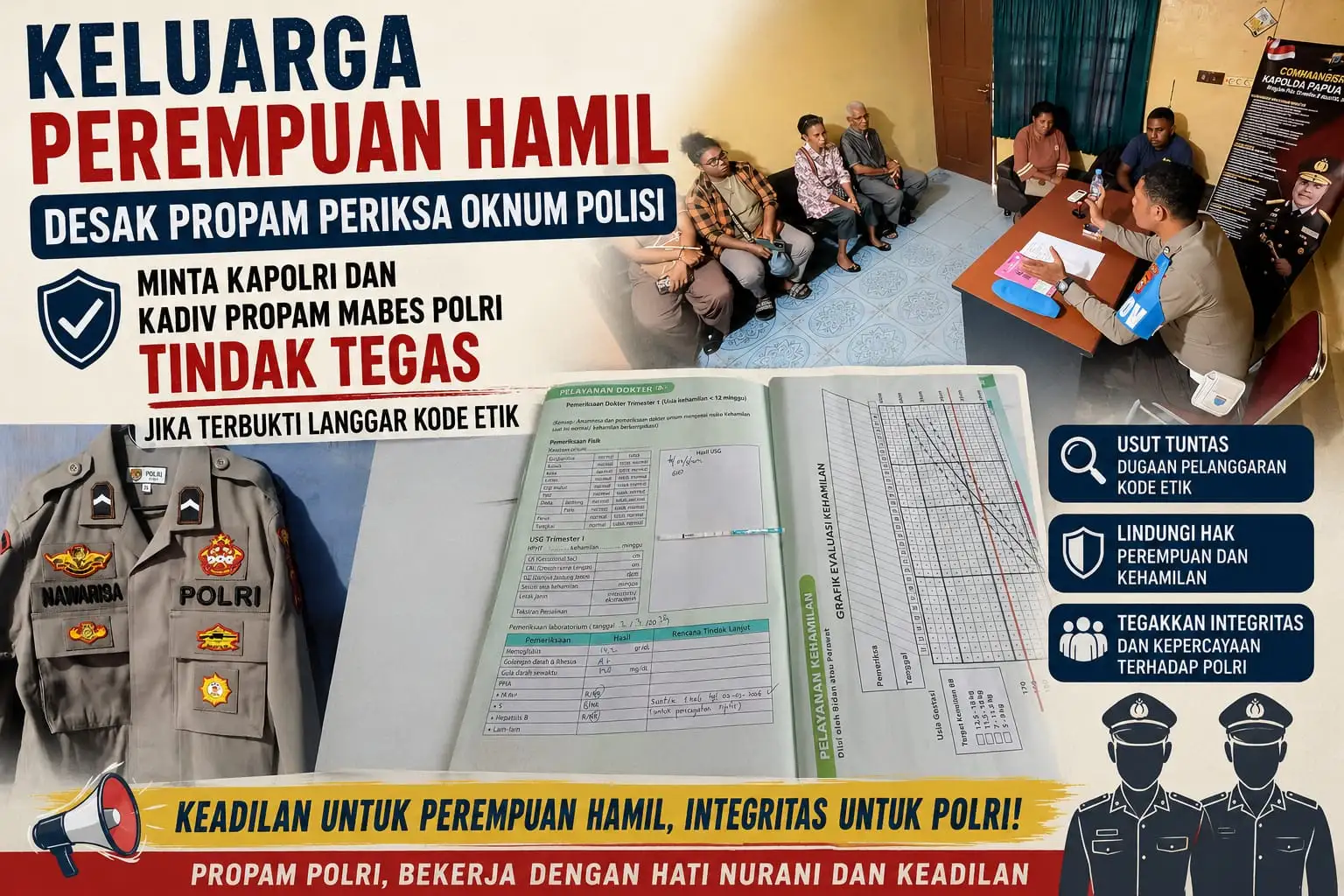 Keluarga Perempuan Hamil Desak Propam Periksa Oknum Polisi, Minta Kapolri dan Kadiv Propam Tindak Tegas Jika Terbukti Langgar Kode Etik