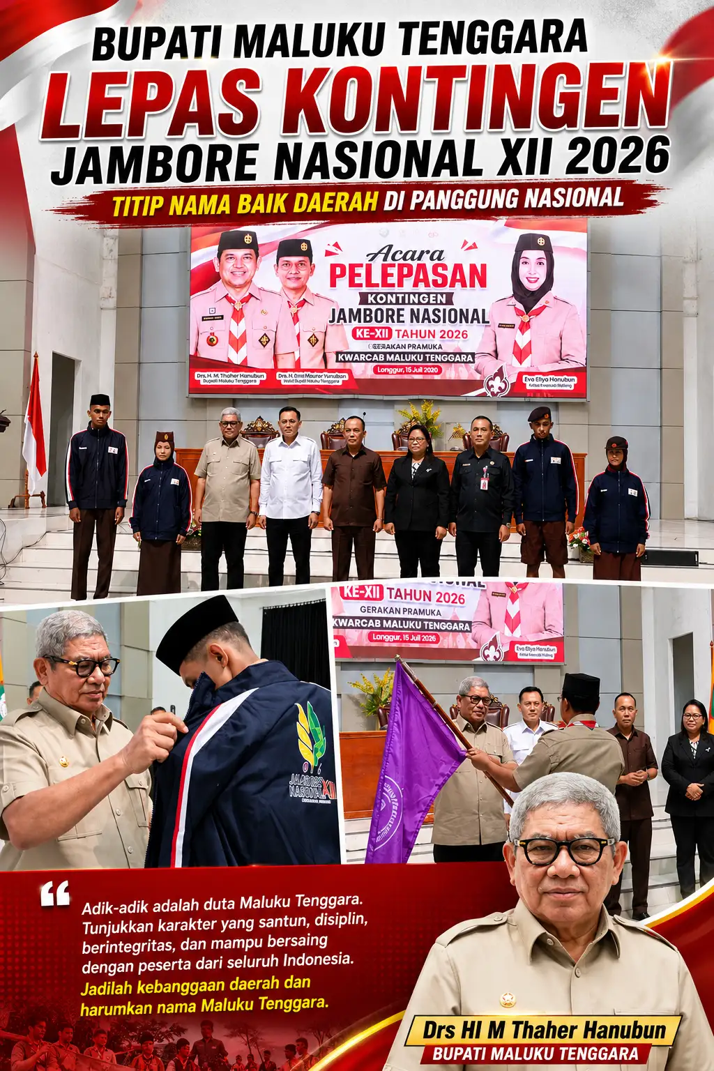 Bupati Malra Lepas Kontingen Jambore Nasional XII 2026, Titip Nama Baik Daerah di Panggung Nasional