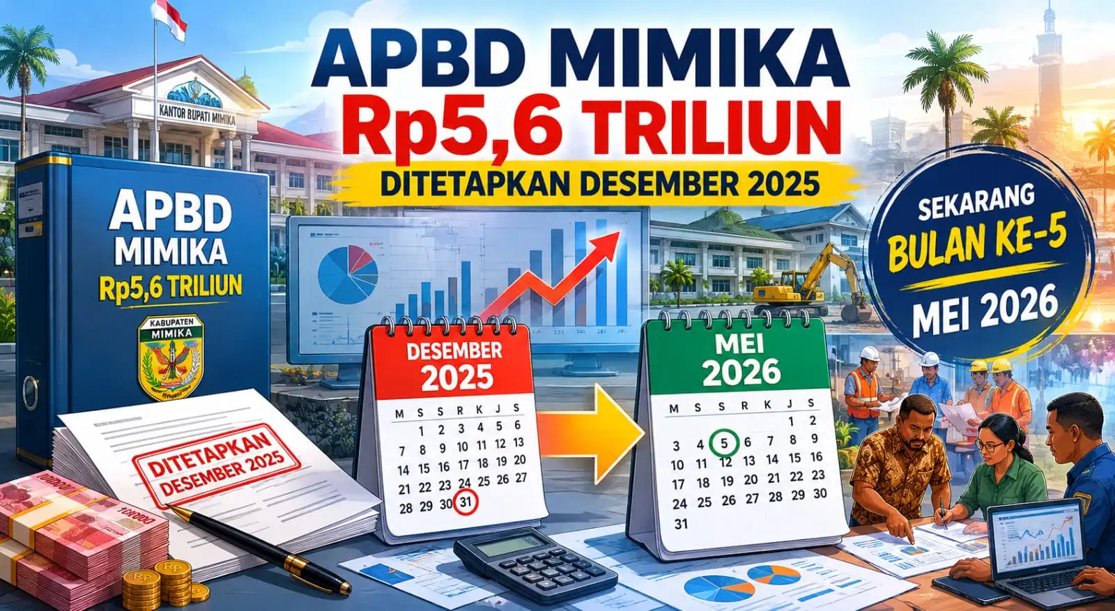 APBD Mimika Rp5,6 Triliun “Tidur” di Bank, Serapan Baru 12 Persen di Mei 2026: Ada Apa dengan Kepemimpinan Bupati Joel?