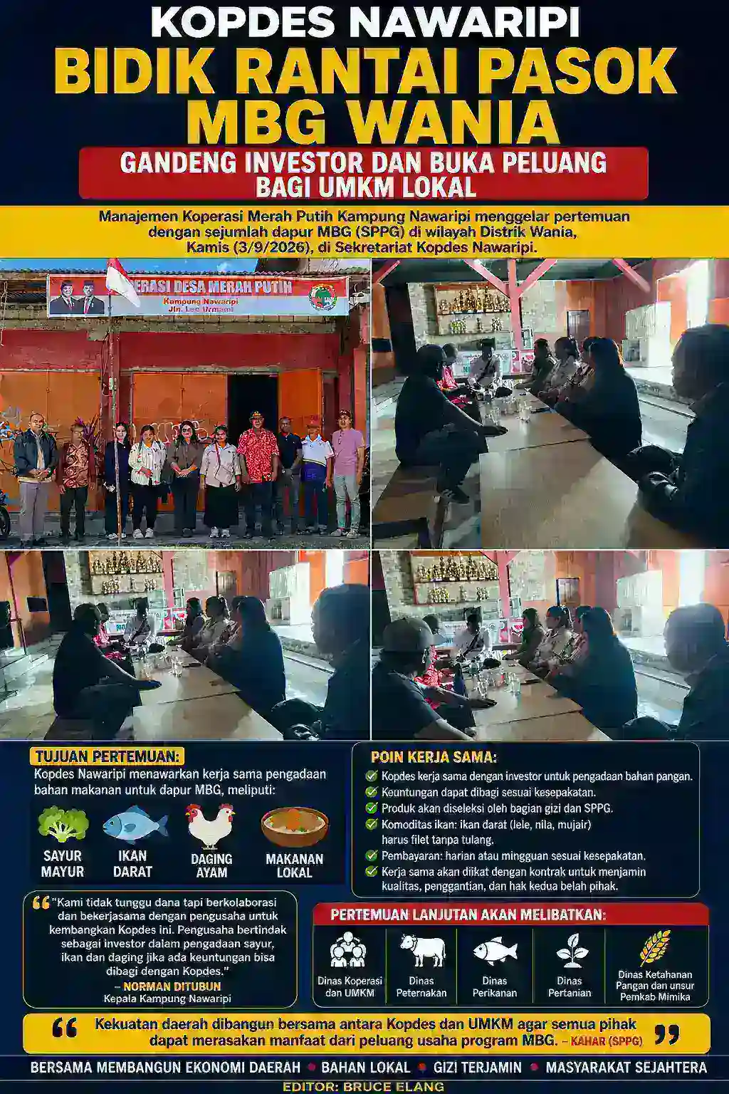 Kopdes Nawaripi Bidik Rantai Pasok MBG Wania, Gandeng Investor dan Buka Peluang bagi UMKM Lokal