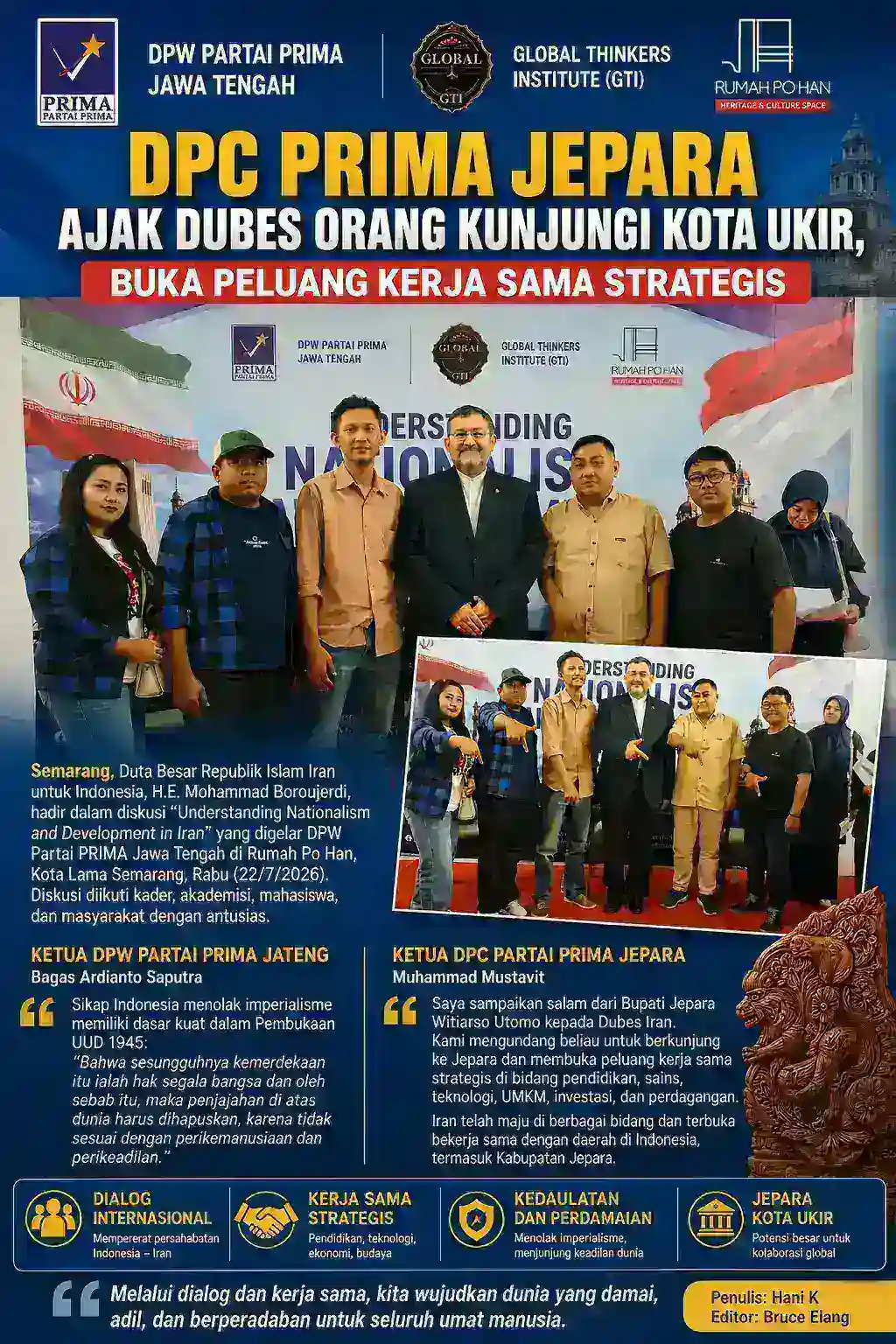 DPC PRIMA Jepara Ajak Dubes Iran Kunjungi Kota Ukir, Buka Peluang Kerja Sama Strategis