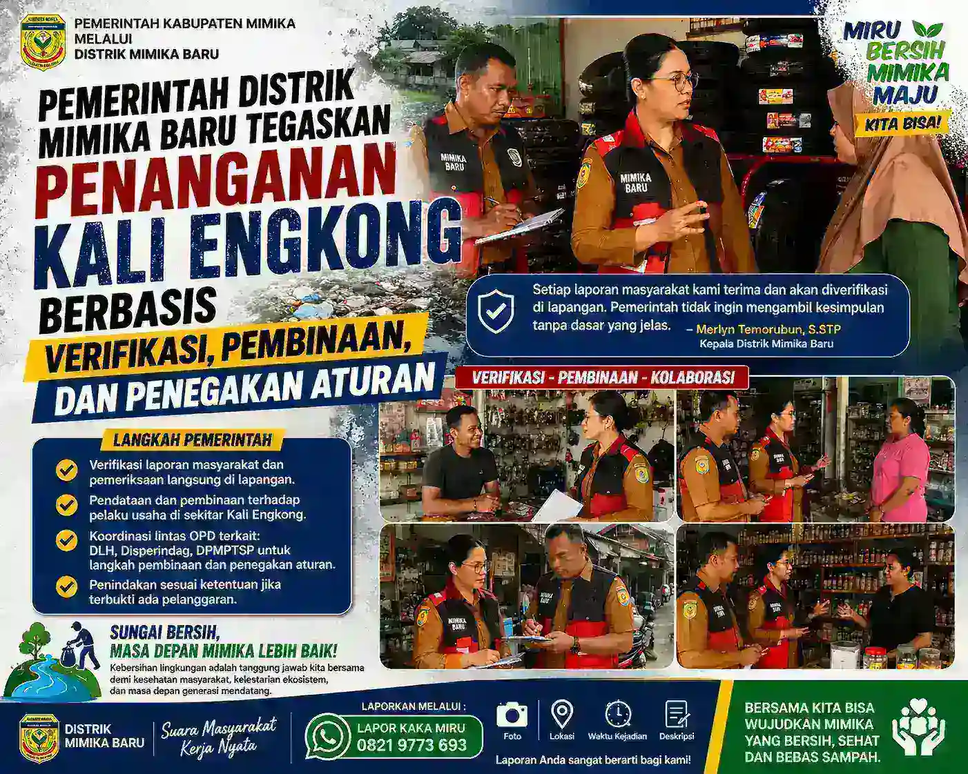 Distrik Mimika Baru Mulai Inventarisasi Dugaan Pencemaran Kali Engkong, Penindakan Menunggu Hasil Verifikasi