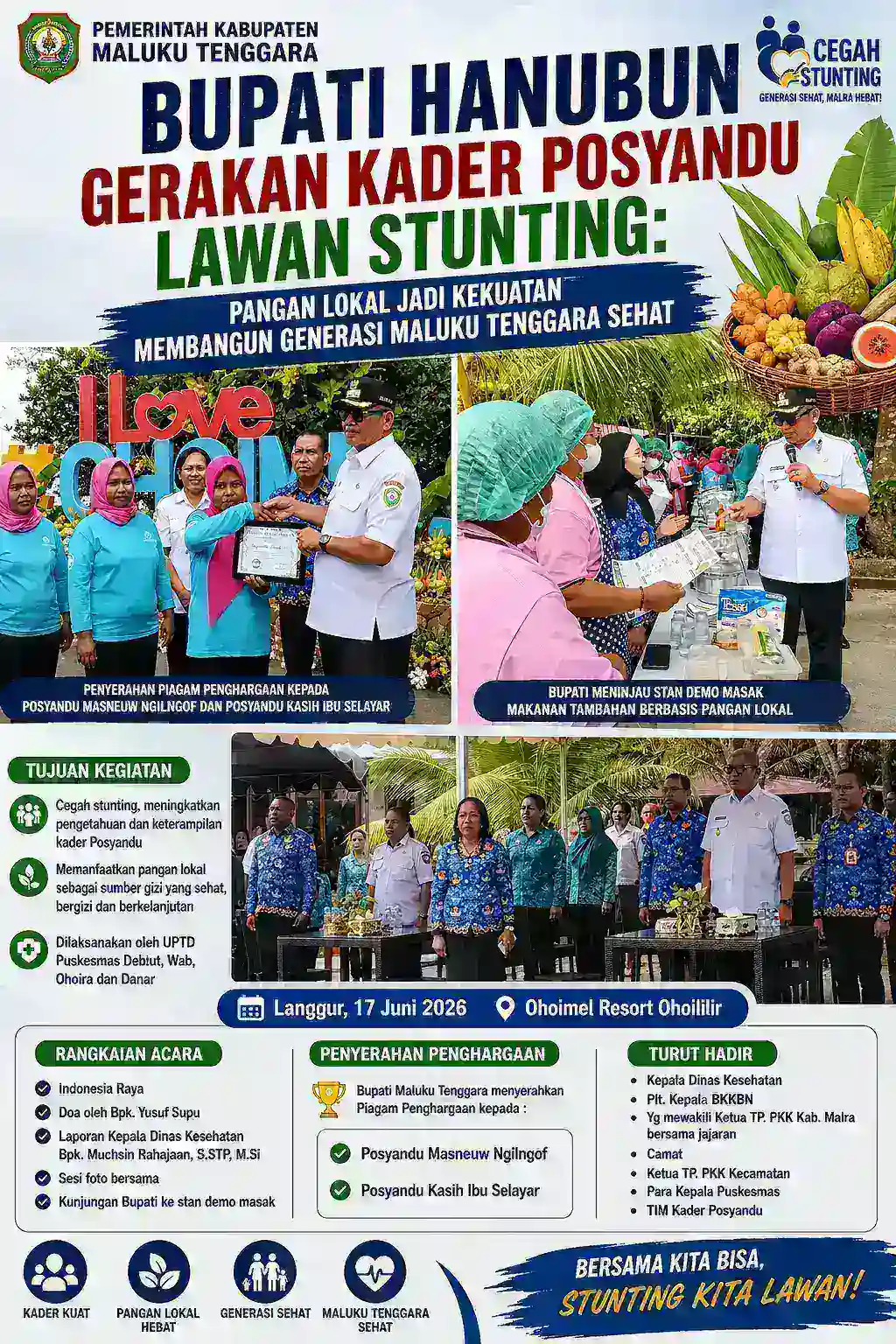 Bupati Hanubun Gerakkan Kader Posyandu Lawan Stunting: Pangan Lokal Jadi Kekuatan Membangun Generasi Maluku Tenggara Sehat