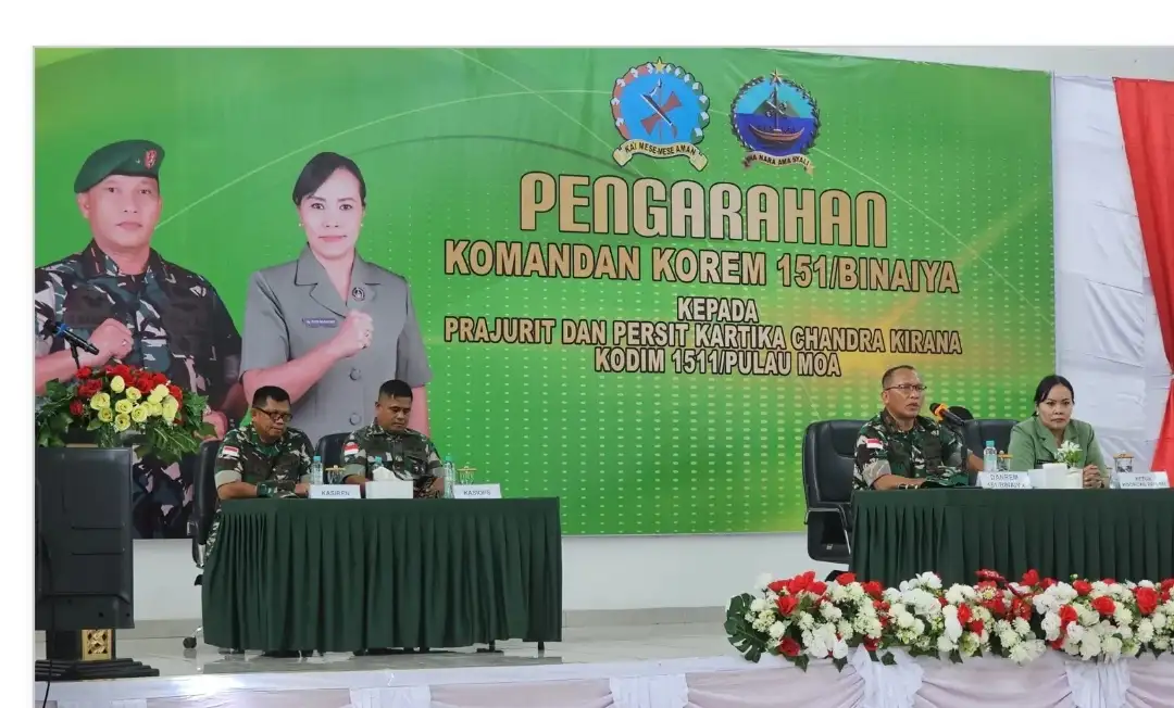 ARAHAN DANREM 151/BINAIYA TEKANKAN DISIPLIN DAN SOLIDITAS, PRAJURIT DAN PERSIT KODIM 1511/PULAU MOA DIMINTA JADI TELADAN BAGI MASYARAKAT