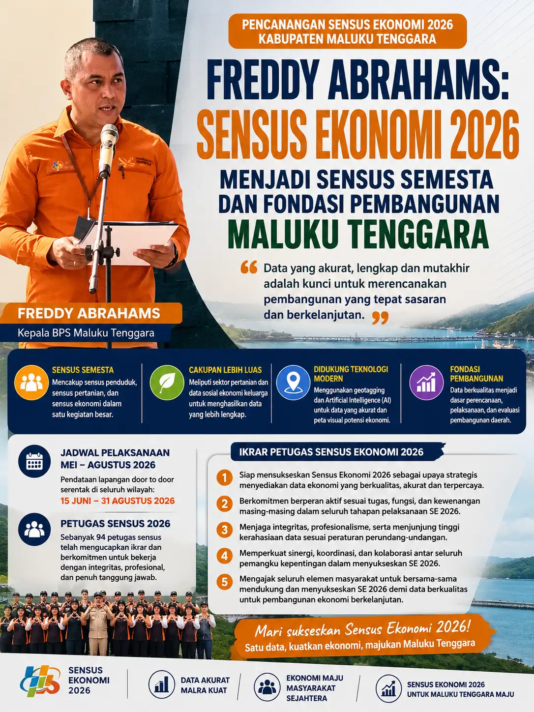 Freddy Abrahams: Sensus Ekonomi 2026 Menjadi Sensus Semesta dan Fondasi Pembangunan Maluku Tenggara