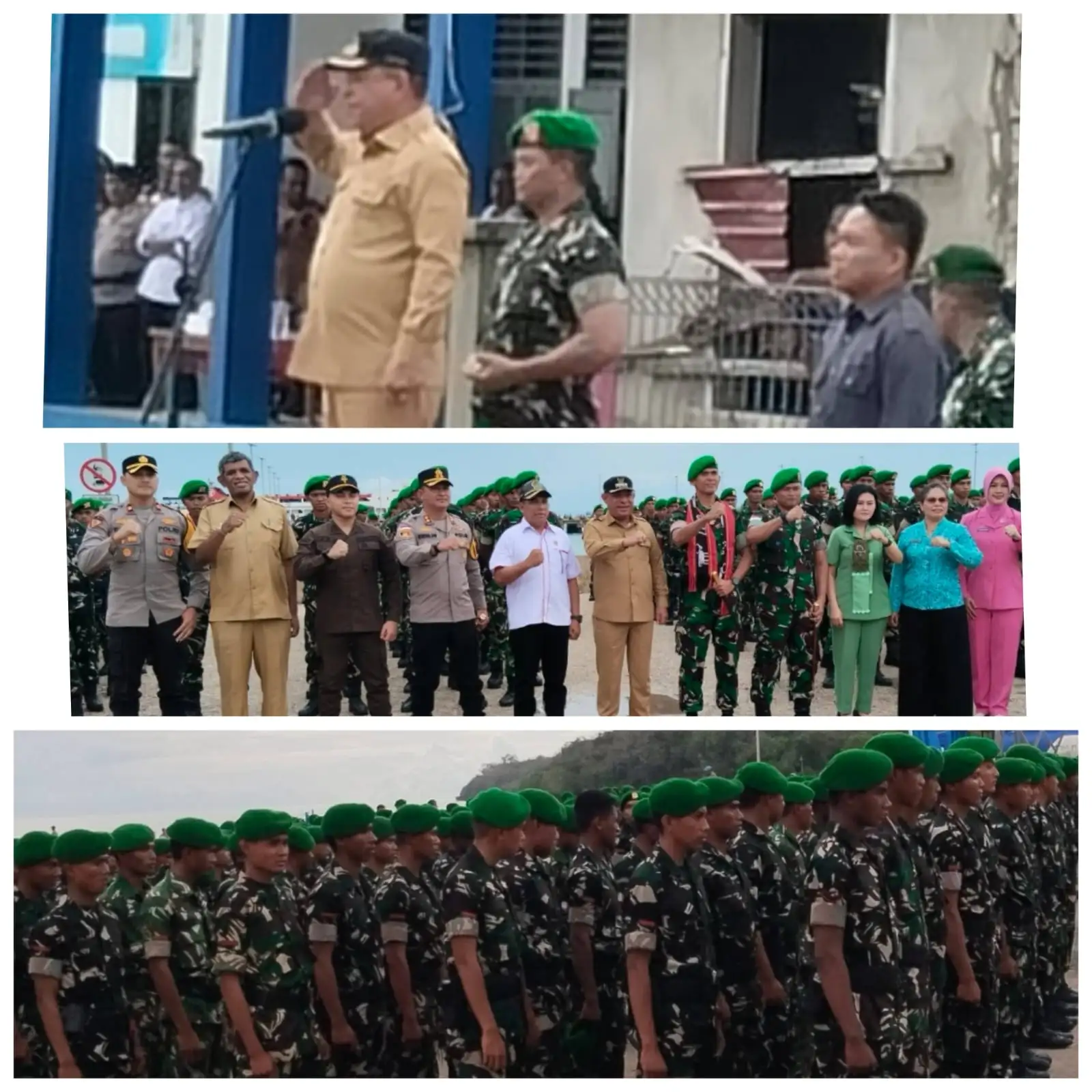 BUPATI BENYAMIN T.H. NOACH  S.T PIMPIN LANGSUNG UPACARA  PENYAMBUTAN YONIF TP 913/WADWANA SAKTI DI PULAU MOA, PERKUAT SINERGITAS DAN KEAMANAN DAERAH