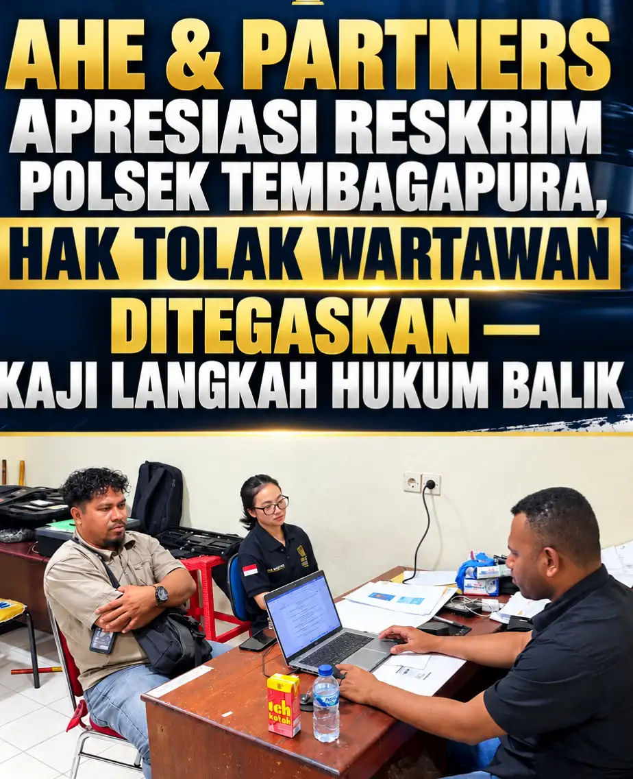 AHE & PARTNERS APRESIASI RESKRIM POLSEK TEMBAGAPURA, HAK TOLAK WARTAWAN DITEGASKAN—KAJI LANGKAH HUKUM BALIK