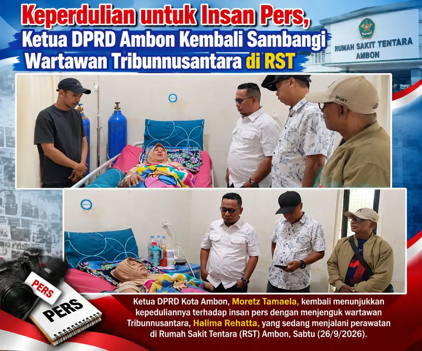 Kepedulian untuk Insan Pers, Ketua DPRD Ambon Kembali Sambangi Wartawan TribunNusantara di RST