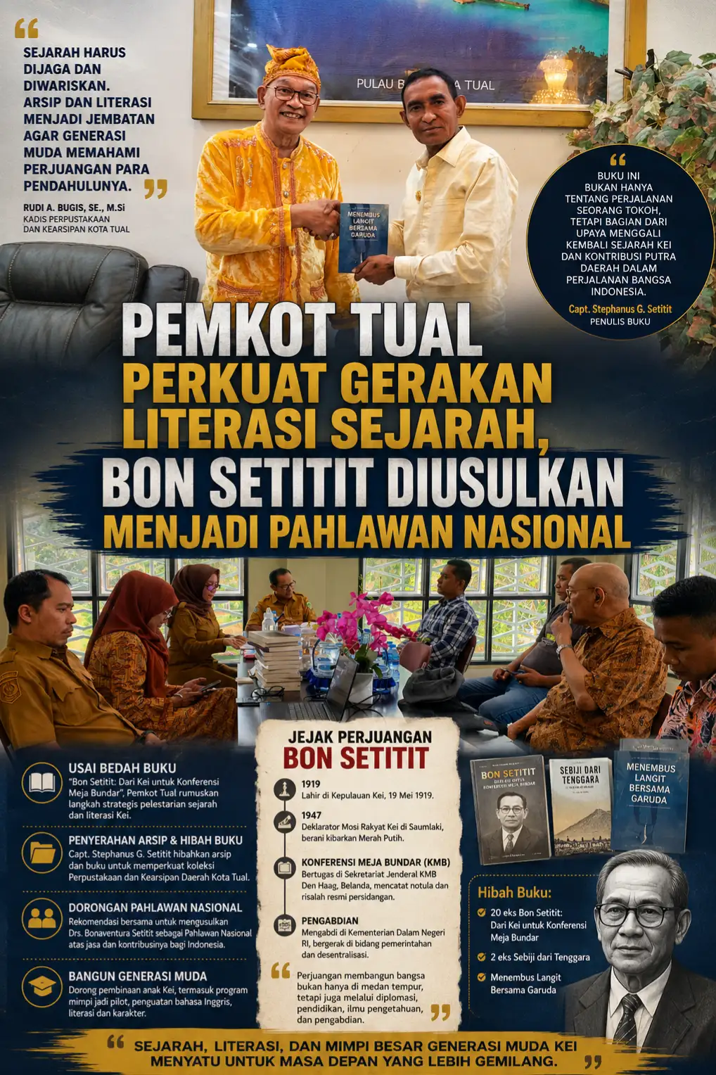 Pemkot Tual Perkuat Gerakan Literasi Sejarah, Bon Setitit Jadi Pahlawan Nasional.