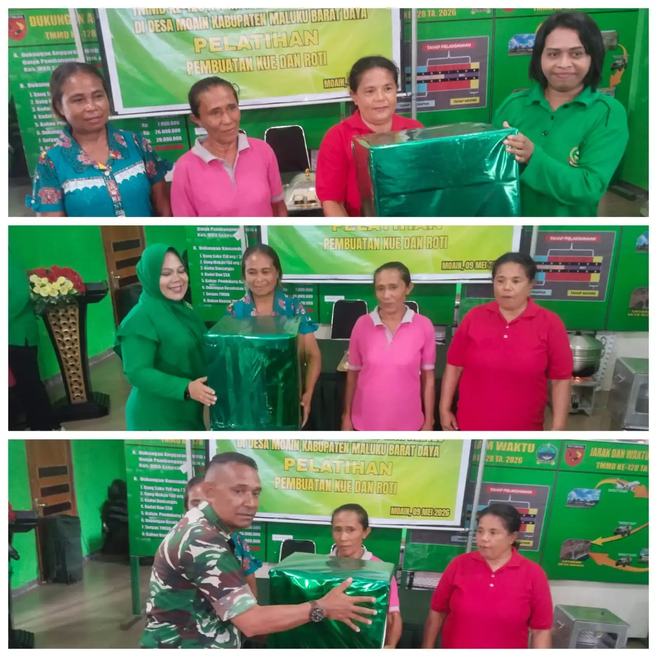 TMMD KE-128 KODIM 1511/PULAU MOA DAN PERSIT BERBAGI BERKAH, TIGA JANDA WIRAUSAHA TERIMA BANTUAN OVEN USAHA