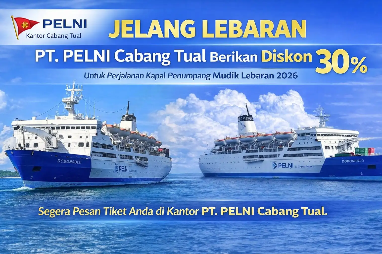 PELNI Beri Diskon 30 Persen Tiket Kapal Jelang Lebaran 2026, Berlaku 11 Maret–5 April
