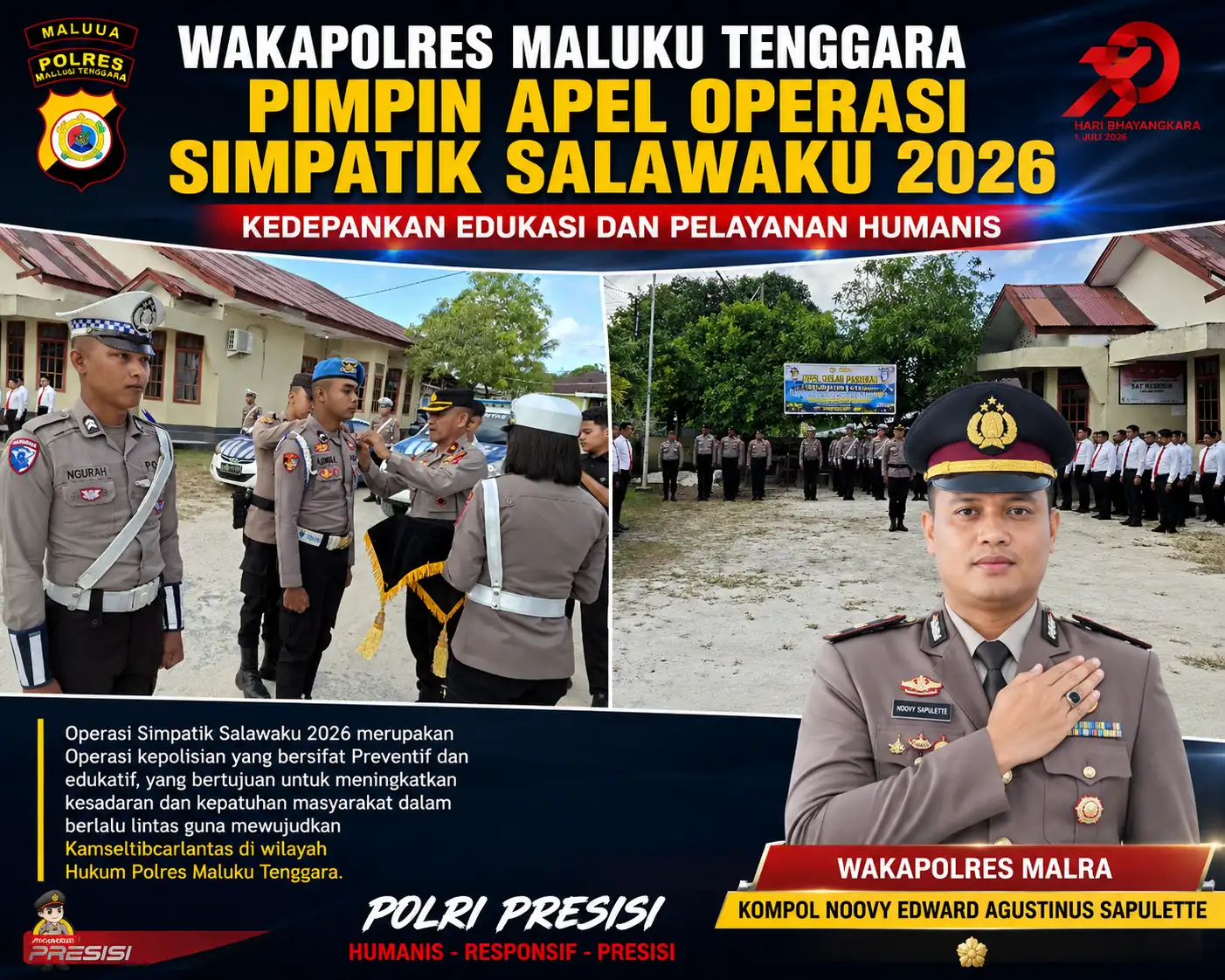 Wakapolres Maluku Tenggara Pimpin Apel Operasi Simpatik Salawaku 2026, Kedepankan Edukasi dan Pelayanan Humanis