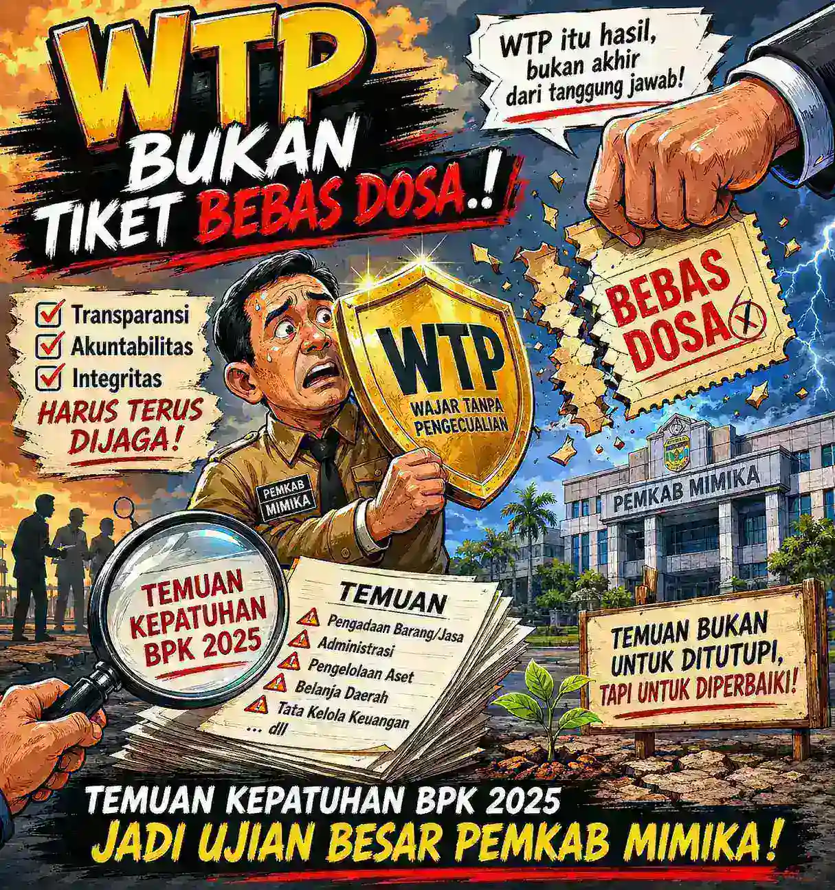 WTP BUKAN TIKET BEBAS DOSA! TEMUAN KEPATUHAN BPK 2025 JADI UJIAN BESAR PEMKAB MIMIKA