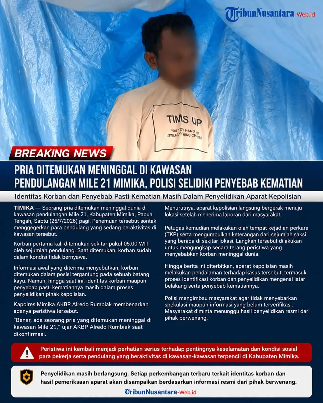 Pria Ditemukan Tewas di Mile 21, Polisi Selidiki Penyebab Kematian