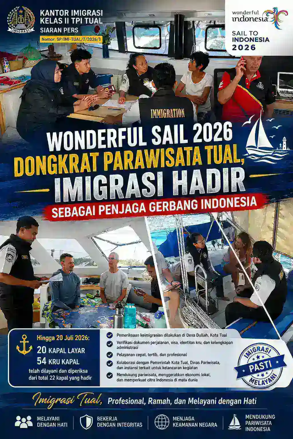 Wonderful Sail 2026 Dongkrak Parawisata Tual, Imigrasi Hadir Sebagai Penjaga Gerbang Indonesia.