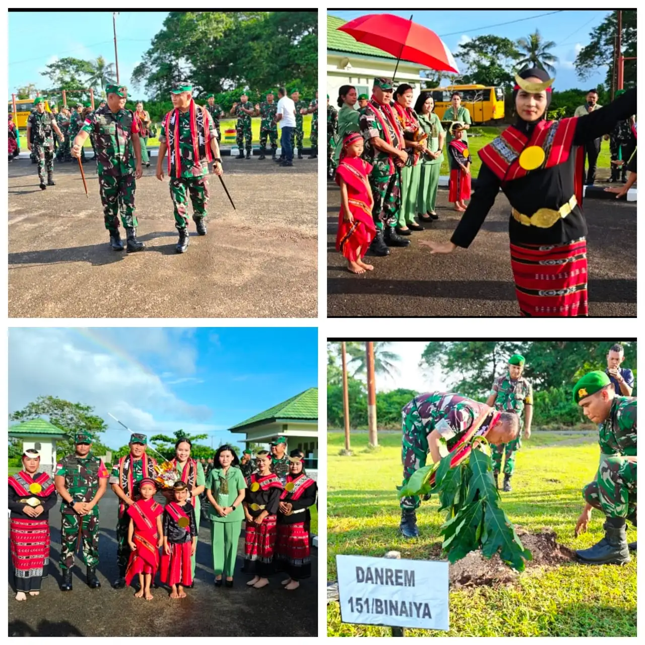 SUASANA PENUH KEHANGATAN, DANREM 151/BINAIYA DISAMBUT MERIAH DI KODIM 1511/PULAU MOA DENGAN TARIAN KHAS MALUKU BARAT DAYA