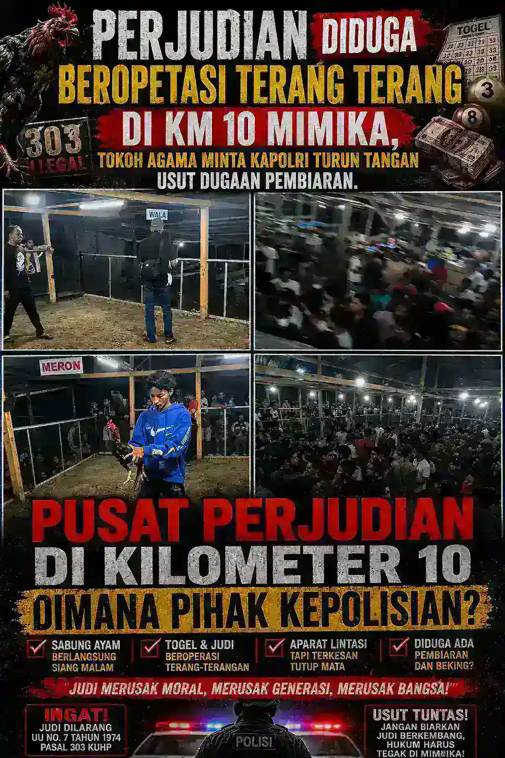 Perjudian Diduga Beroperasi Terang-terangan di Km 10 Mimika, Tokoh Agama Minta Kapolri Turun Tangan Usut Dugaan Pembiaran